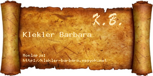 Klekler Barbara névjegykártya